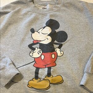 Disney Mickey Mouse Gray Sweatshirt with Red and Gold Accents